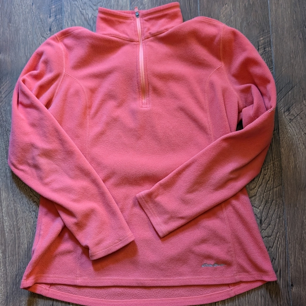 Eddie Bauer- Polartec Quarter Zip Fleece, Medium, Coral